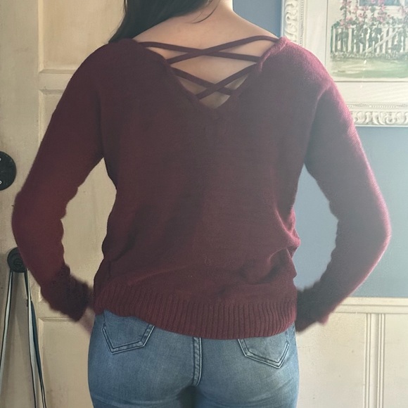 Purple open strip back sweater - Picture 2 of 4